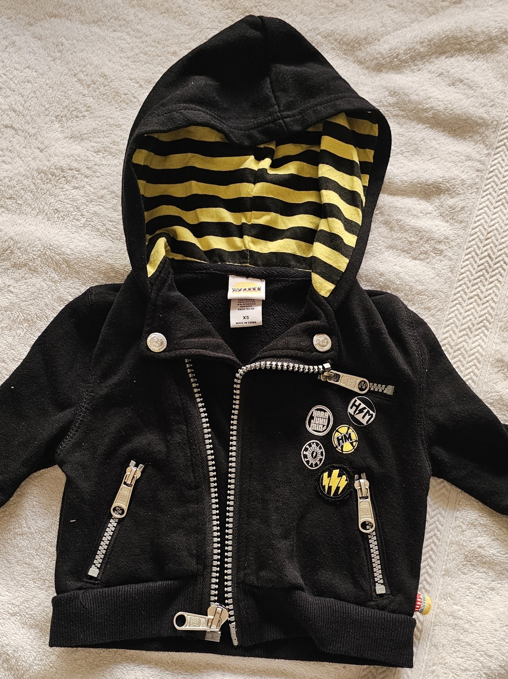 Harajuku Mini Gwen Stefani Target Biker Hoodie Jacket Hamburger  Size XS 2T 3T.